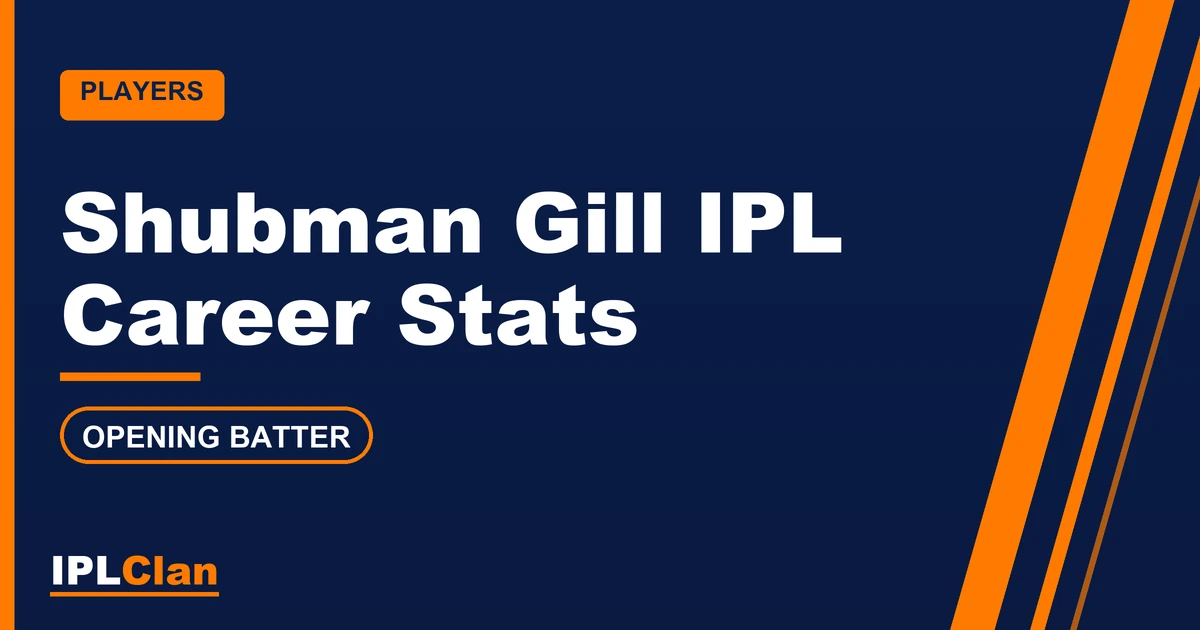 Shubman Gill IPL stats and career record – IPLClan player profile title card